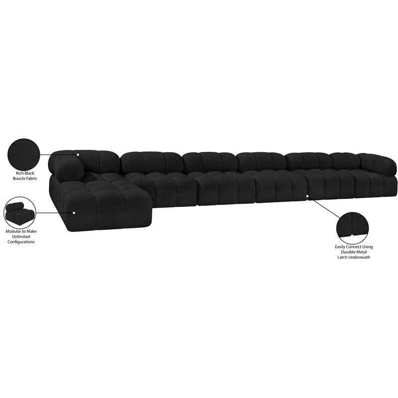 Meridian Furniture Ames Black Boucle Fabric Modular Sectional