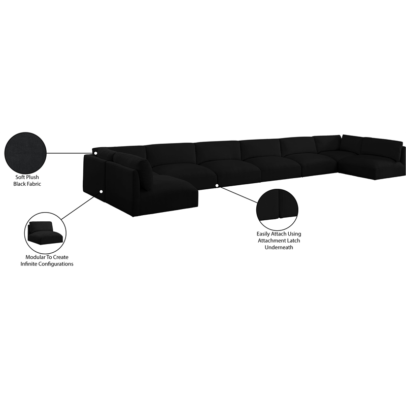 Meridian Furniture Ease Black Fabric Modular Sectional
