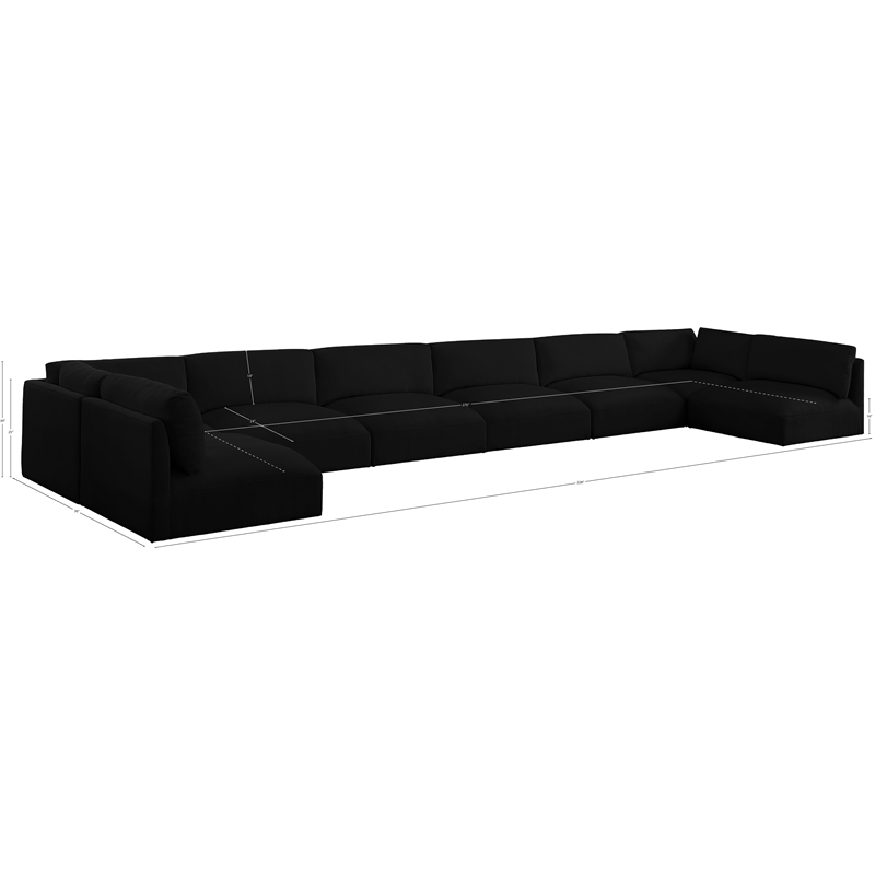 Meridian Furniture Ease Black Fabric Modular Sectional