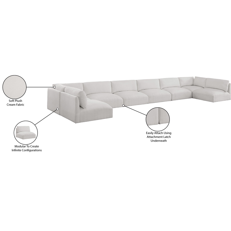 Meridian Furniture Ease Cream Fabric Modular Sectional