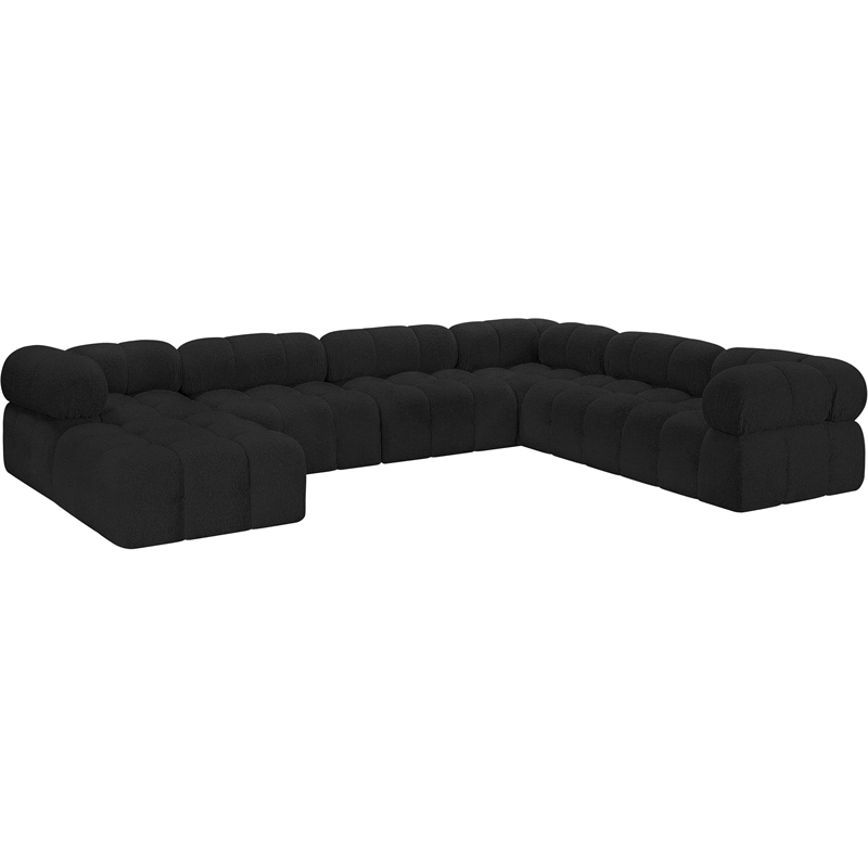 Meridian Furniture Ames Black Boucle Fabric Modular Sectional