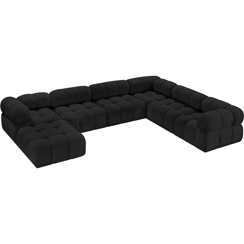 Meridian Furniture Ames Black Boucle Fabric Modular Sectional