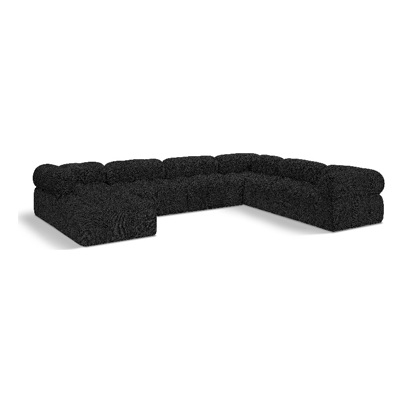 Meridian Furniture Ames Black Boucle Fabric Modular Sectional
