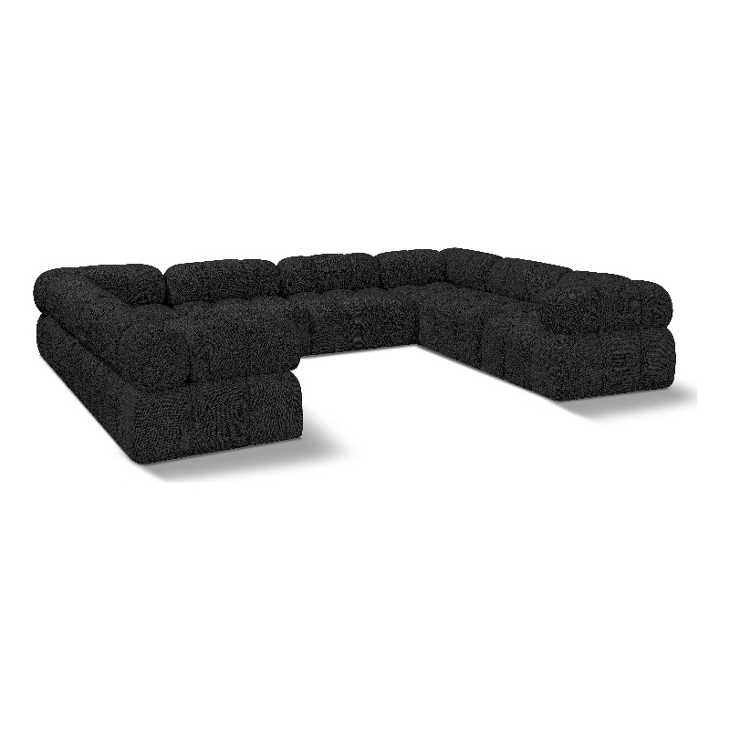 Meridian Furniture Ames Black Boucle Fabric Modular Sectional