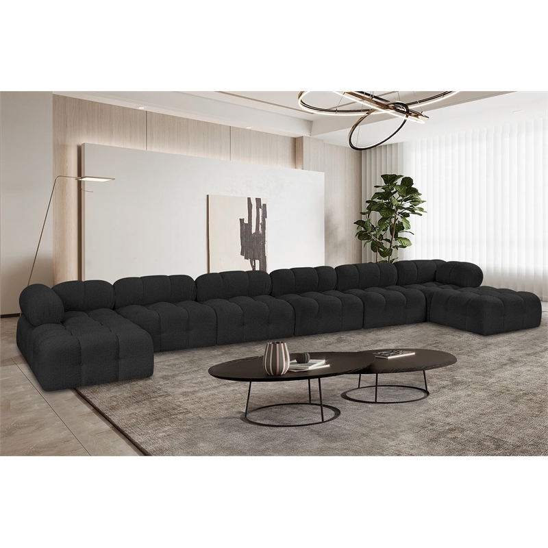 Meridian Furniture Ames Black Boucle Fabric Modular Sectional