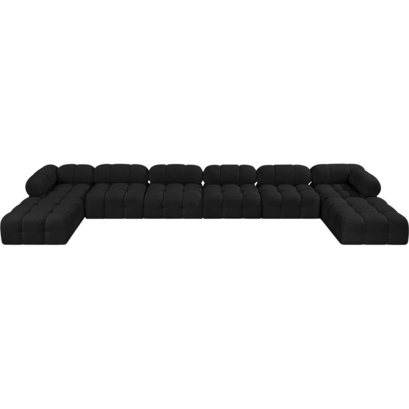 Meridian Furniture Ames Black Boucle Fabric Modular Sectional