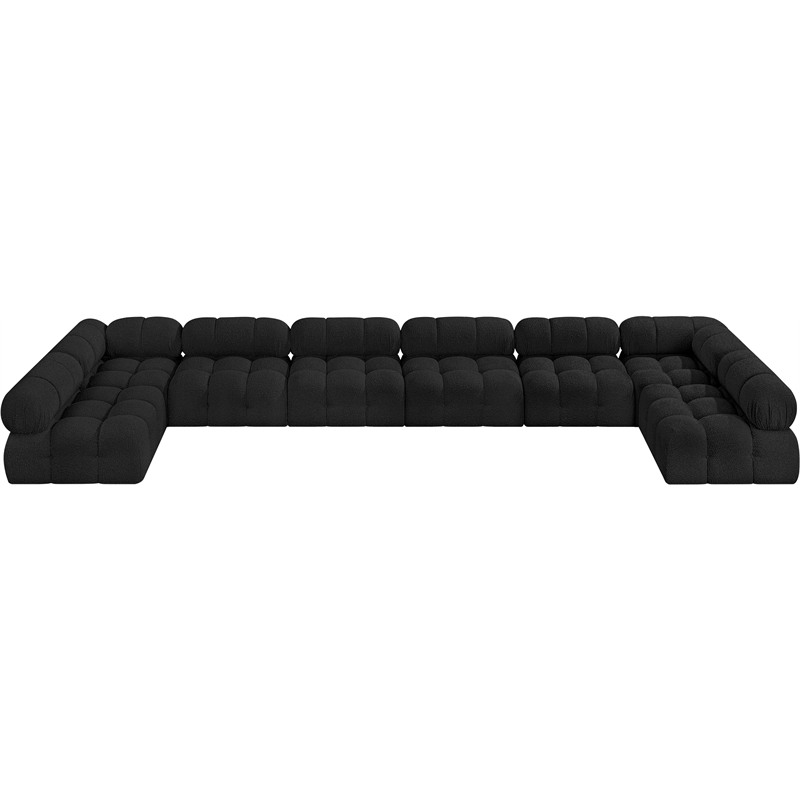 Meridian Furniture Ames Black Boucle Fabric Modular Sectional