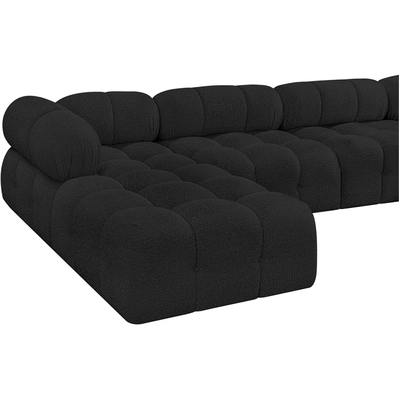 Meridian Furniture Ames Black Boucle Fabric Modular Sectional