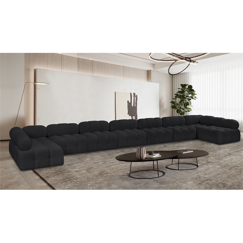 Meridian Furniture Ames Black Boucle Fabric Modular Sectional