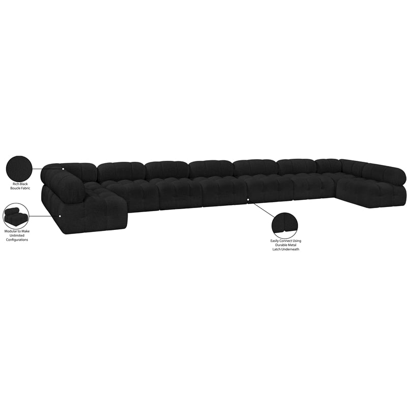 Meridian Furniture Ames Black Boucle Fabric Modular Sectional