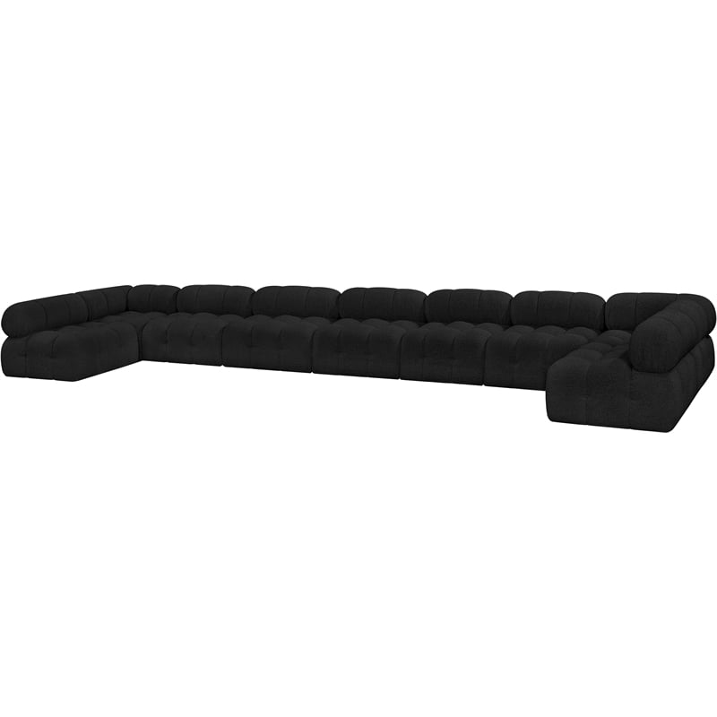 Meridian Furniture Ames Black Boucle Fabric Modular Sectional