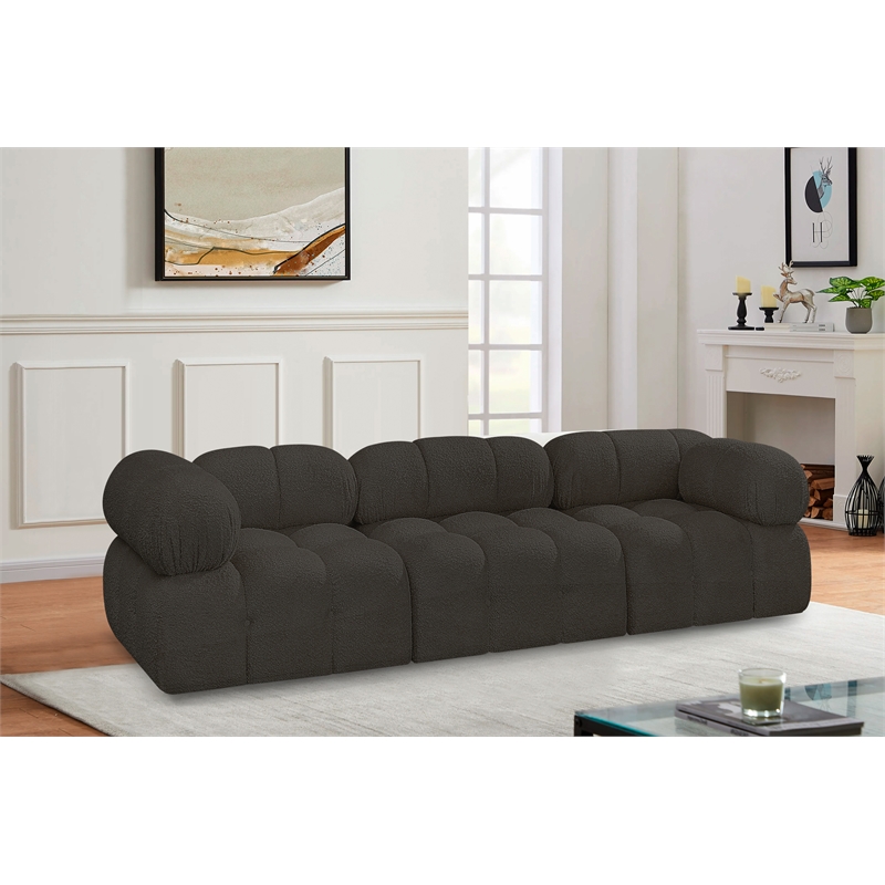 Meridian Furniture Ames Brown Boucle Fabric Modular Sofa