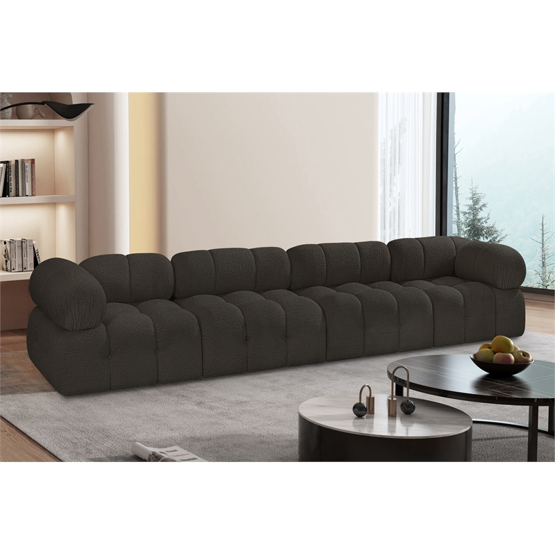 Meridian Furniture Ames Brown Boucle Fabric Modular Sofa
