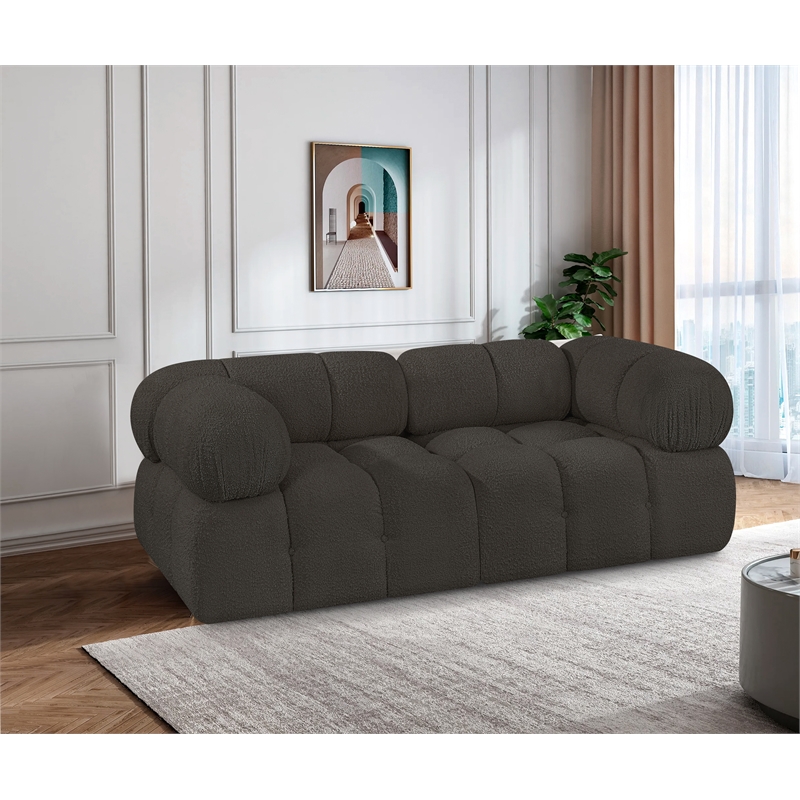 Meridian Furniture Ames Brown Boucle Fabric Modular Sofa