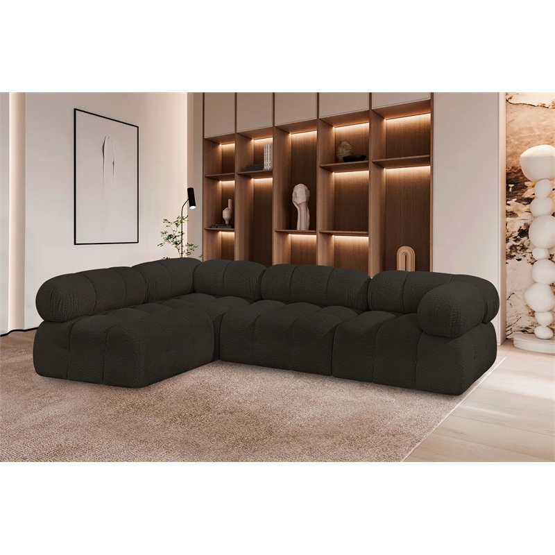 Meridian Furniture Ames Brown Boucle Fabric Modular Sectional