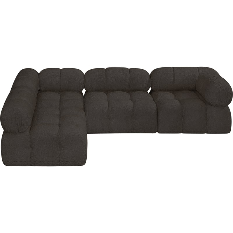 Meridian Furniture Ames Brown Boucle Fabric Modular Sectional