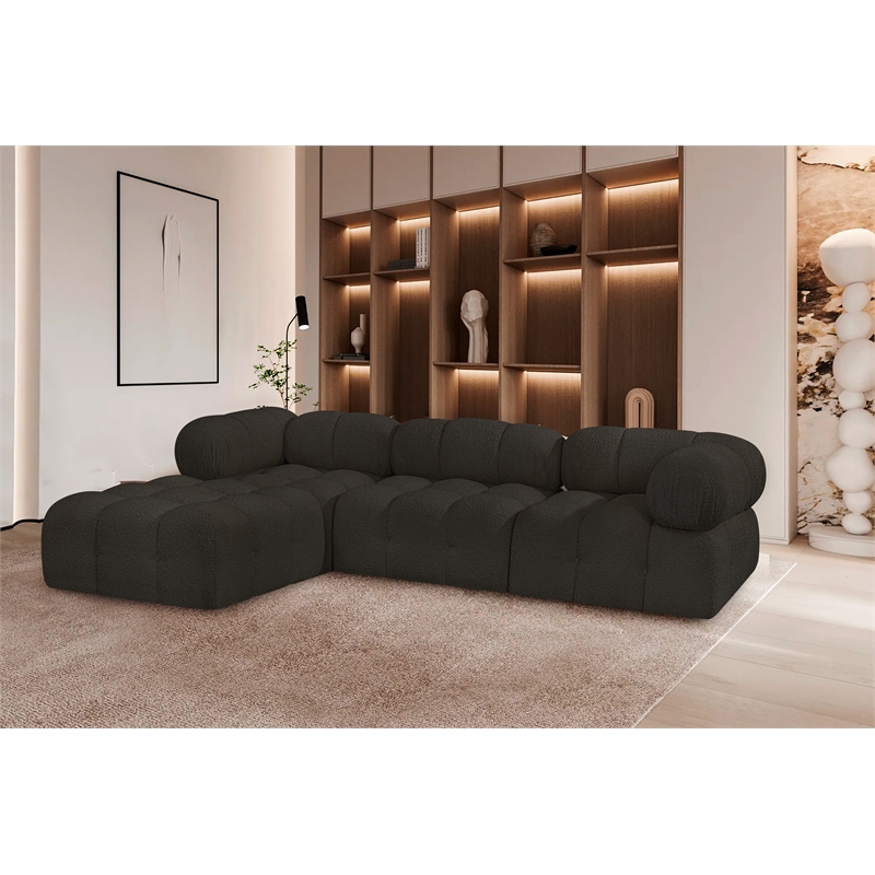 Meridian Furniture Ames Brown Boucle Fabric Modular Sectional
