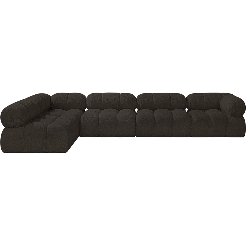 Meridian Furniture Ames Brown Boucle Fabric Modular Sectional