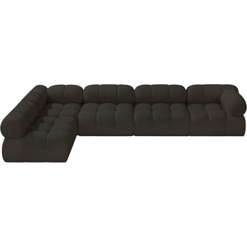 Meridian Furniture Ames Brown Boucle Fabric Modular Sectional