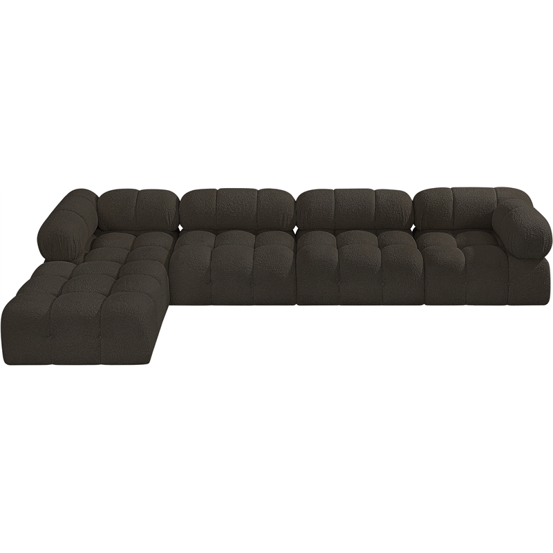 Meridian Furniture Ames Brown Boucle Fabric Modular Sectional