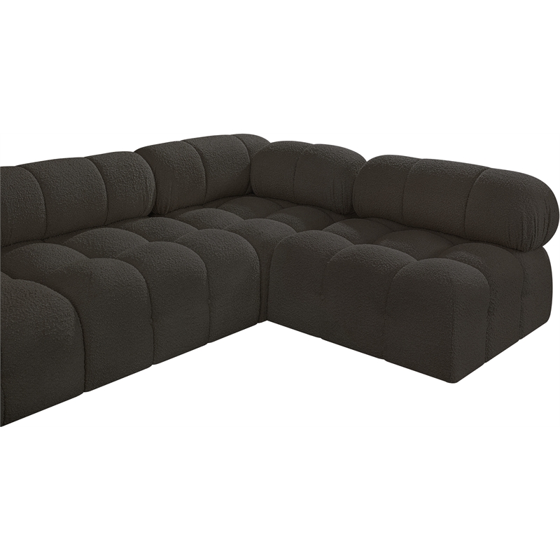 Meridian Furniture Ames Brown Boucle Fabric Modular Sectional