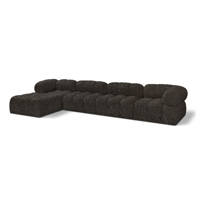 Meridian Furniture Ames Brown Boucle Fabric Modular Sectional