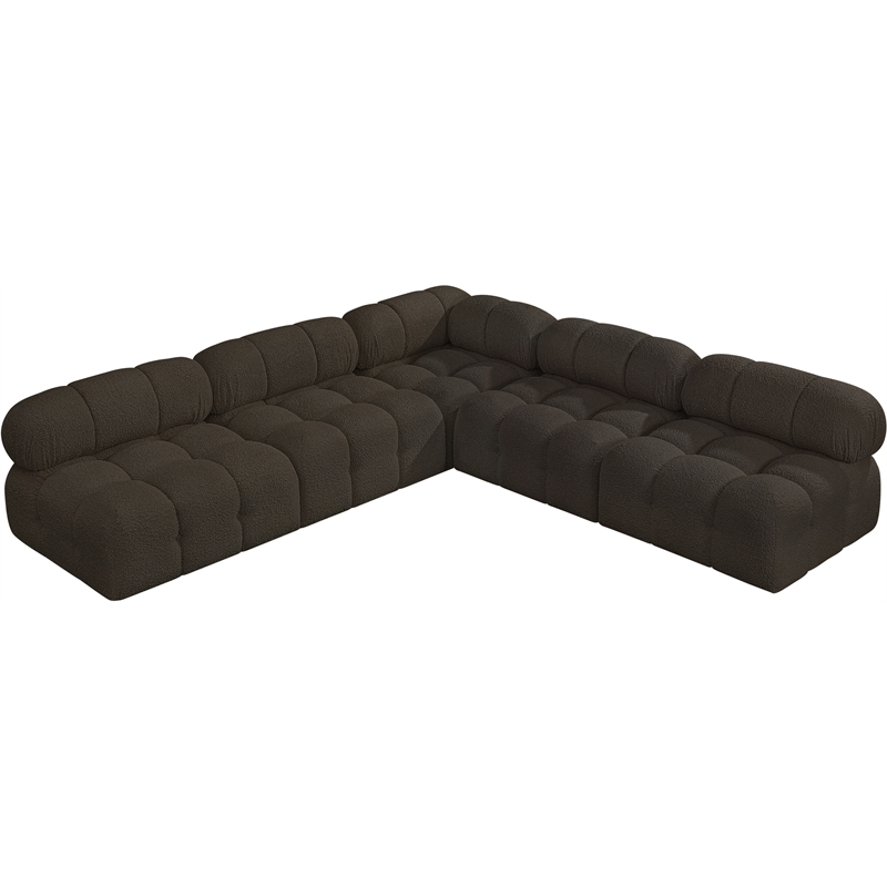 Meridian Furniture Ames Brown Boucle Fabric Modular Sectional