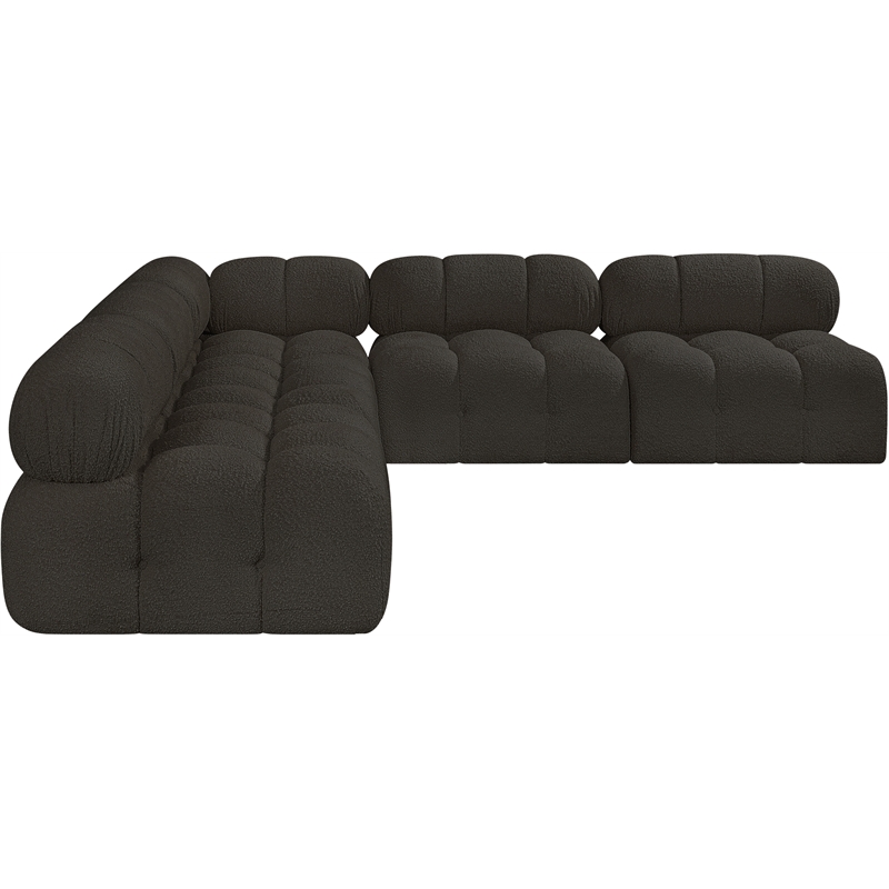 Meridian Furniture Ames Brown Boucle Fabric Modular Sectional