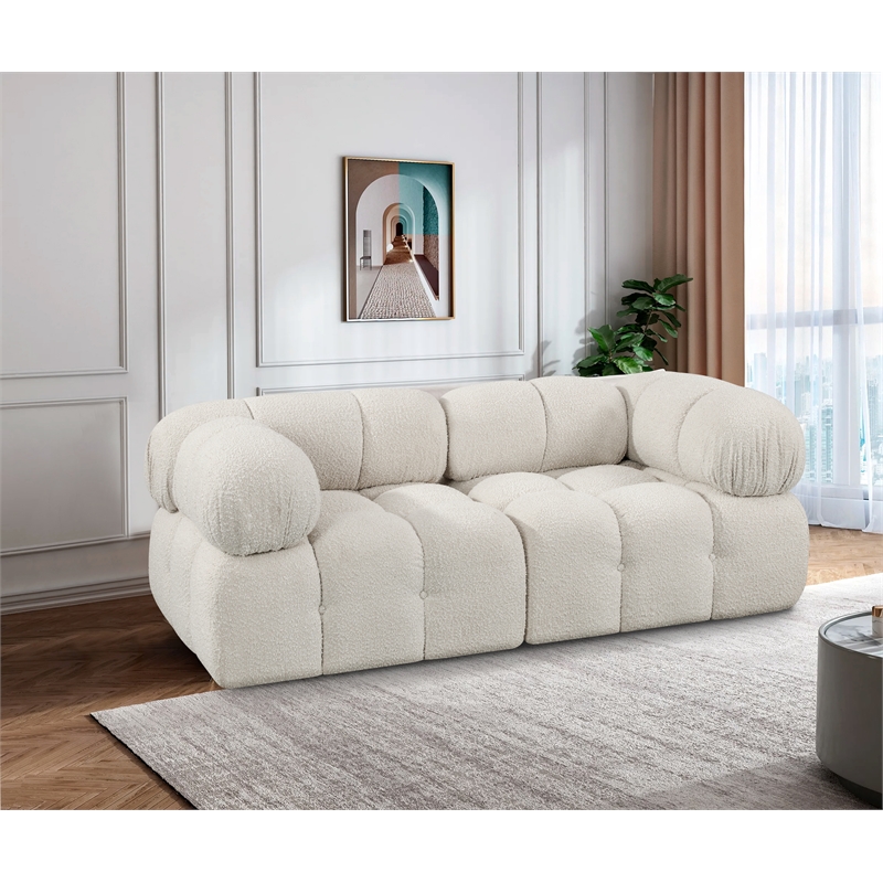 Meridian Furniture Ames Cream Boucle Fabric Modular Sofa