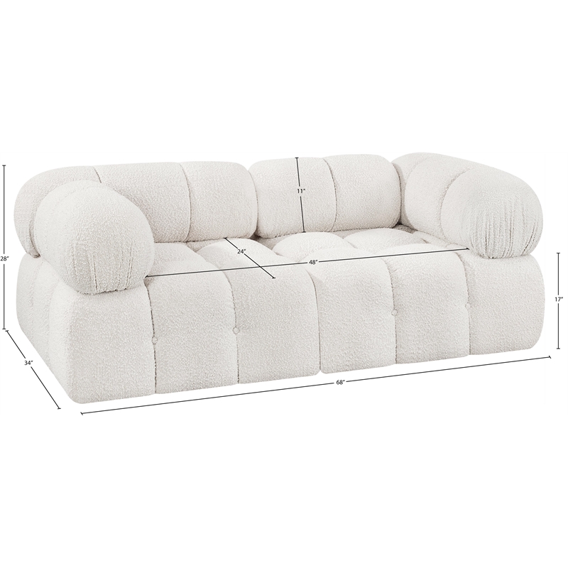 Meridian Furniture Ames Cream Boucle Fabric Modular Sofa