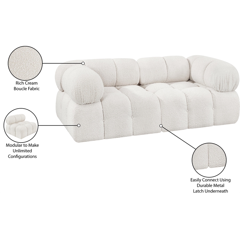 Meridian Furniture Ames Cream Boucle Fabric Modular Sofa