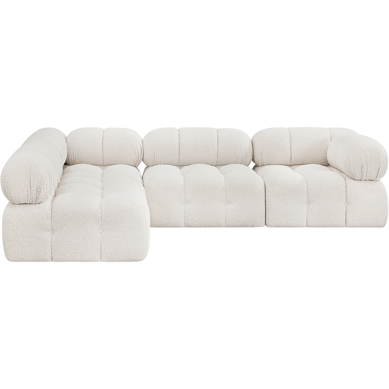 Meridian Furniture Ames Cream Boucle Fabric Modular Sectional