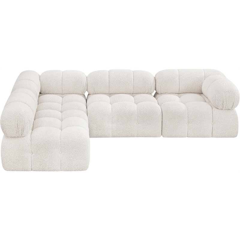 Meridian Furniture Ames Cream Boucle Fabric Modular Sectional