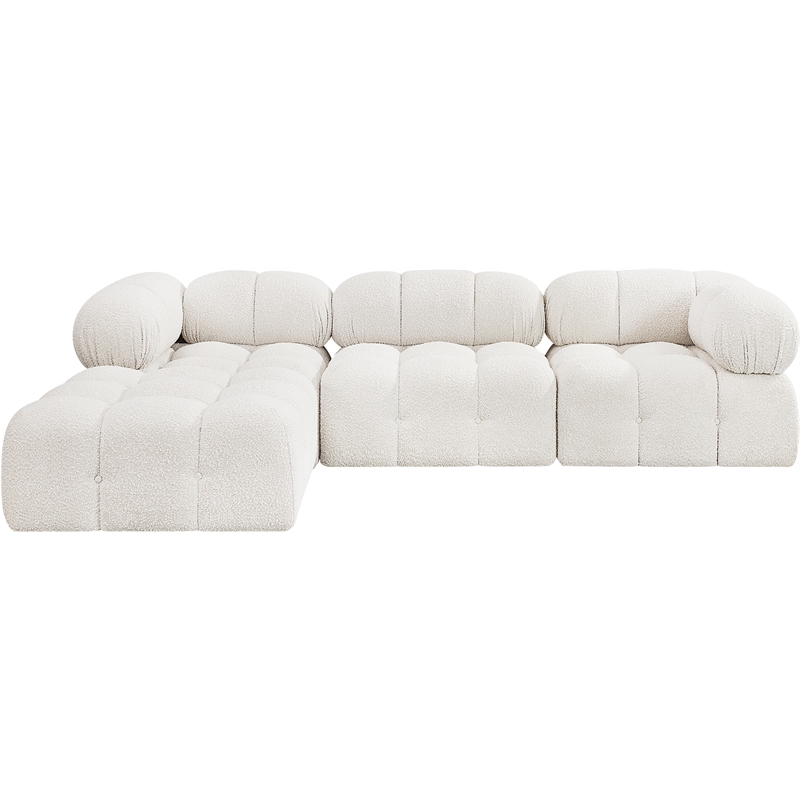 Meridian Furniture Ames Cream Boucle Fabric Modular Sectional