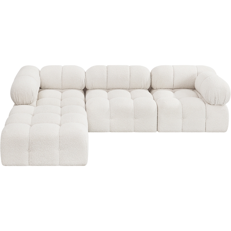 Meridian Furniture Ames Cream Boucle Fabric Modular Sectional