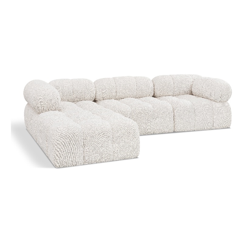 Meridian Furniture Ames Cream Boucle Fabric Modular Sectional