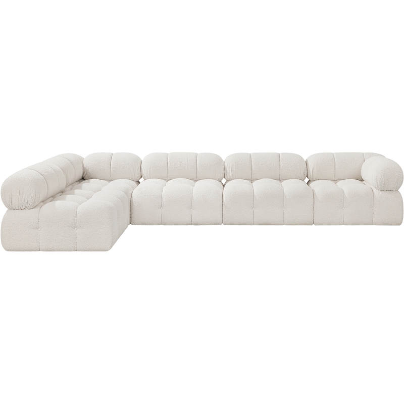 Meridian Furniture Ames Cream Boucle Fabric Modular Sectional
