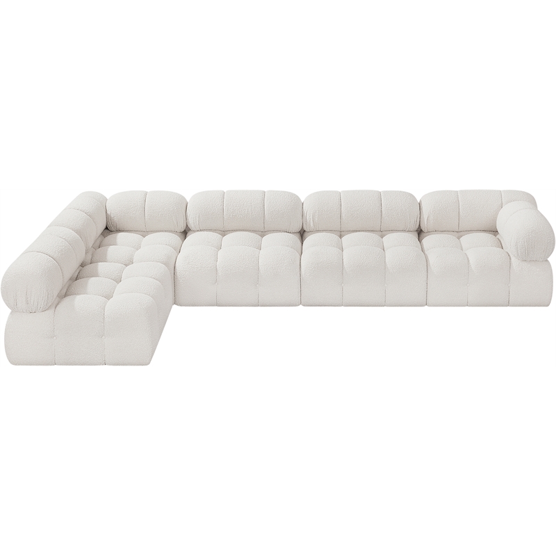 Meridian Furniture Ames Cream Boucle Fabric Modular Sectional