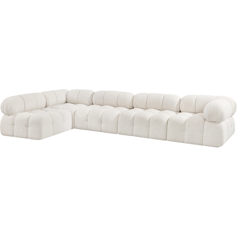 Meridian Furniture Ames Cream Boucle Fabric Modular Sectional