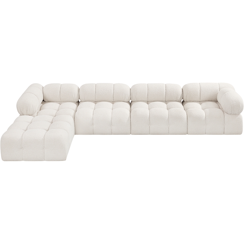 Meridian Furniture Ames Cream Boucle Fabric Modular Sectional