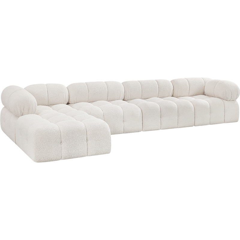 Meridian Furniture Ames Cream Boucle Fabric Modular Sectional