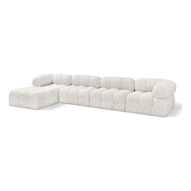 Meridian Furniture Ames Cream Boucle Fabric Modular Sectional