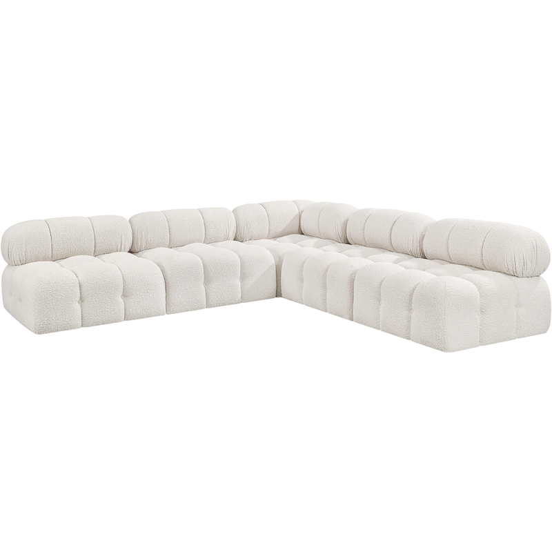 Meridian Furniture Ames Cream Boucle Fabric Modular Sectional
