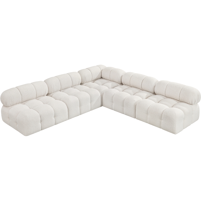 Meridian Furniture Ames Cream Boucle Fabric Modular Sectional