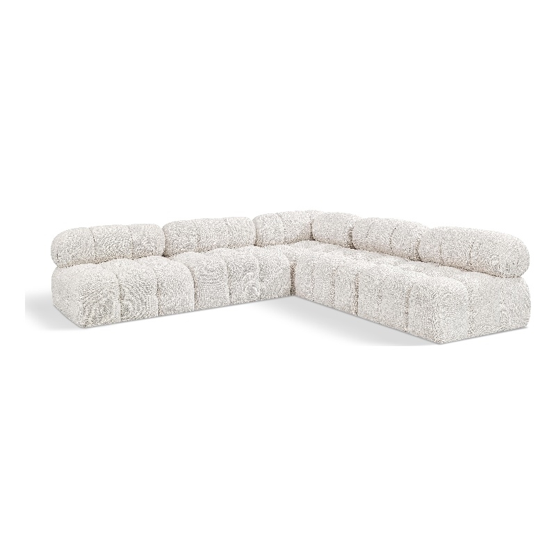 Meridian Furniture Ames Cream Boucle Fabric Modular Sectional