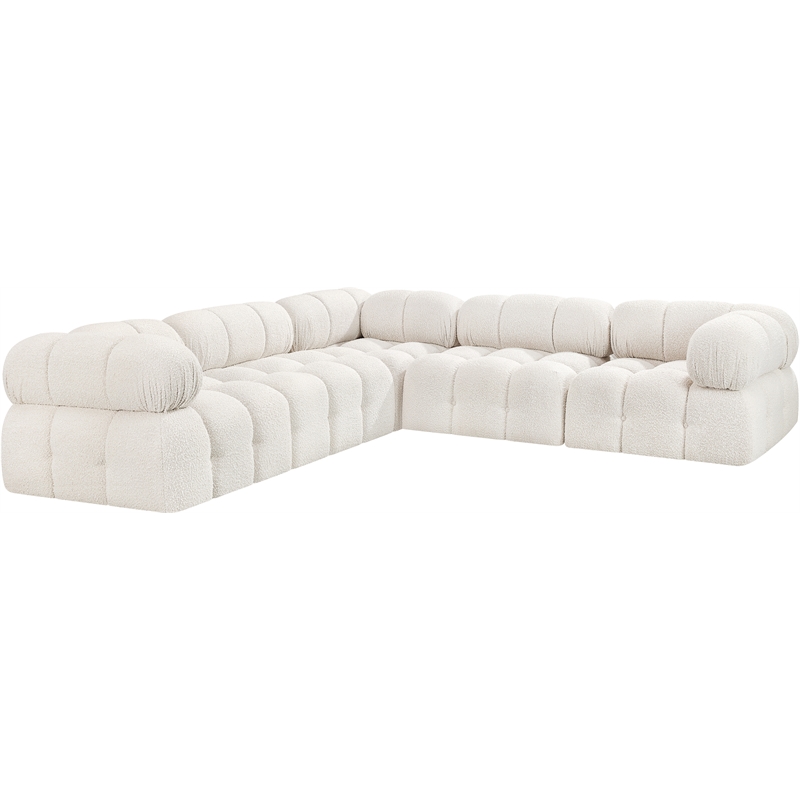 Meridian Furniture Ames Cream Boucle Fabric Modular Sectional