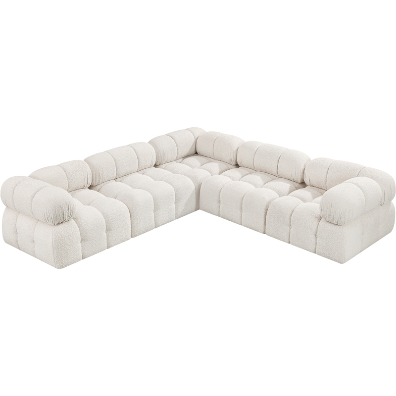 Meridian Furniture Ames Cream Boucle Fabric Modular Sectional