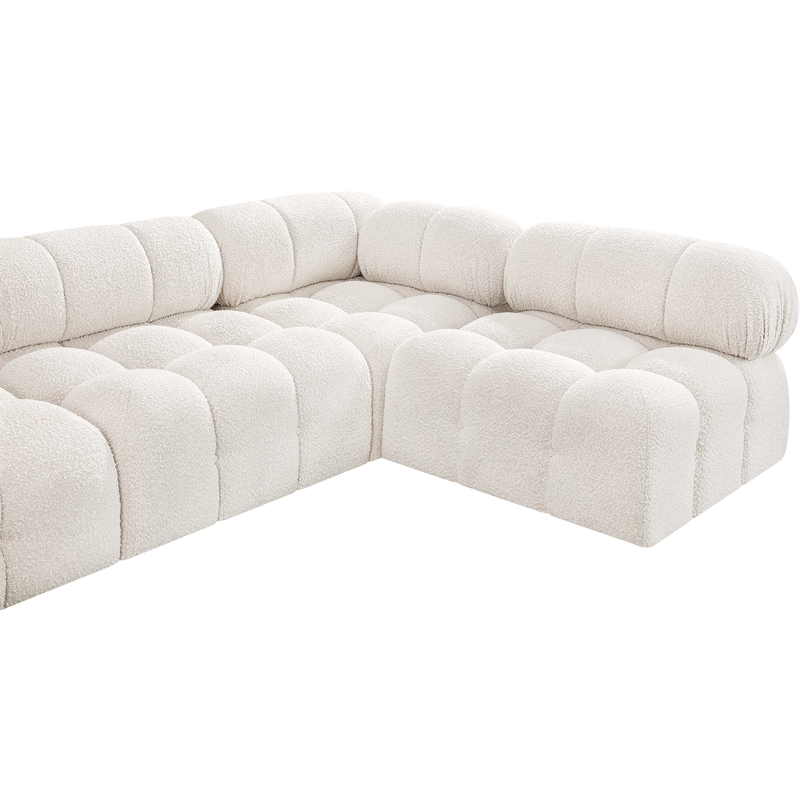 Meridian Furniture Ames Cream Boucle Fabric Modular Sectional