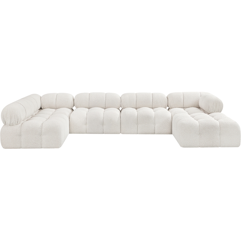 Meridian Furniture Ames Cream Boucle Fabric Modular Sectional
