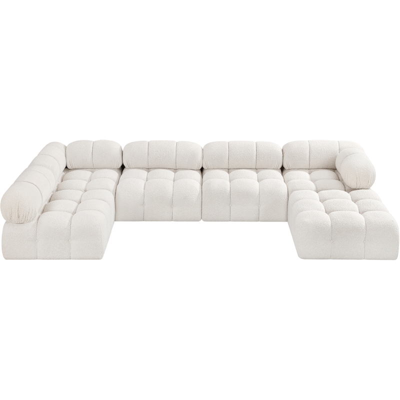 Meridian Furniture Ames Cream Boucle Fabric Modular Sectional